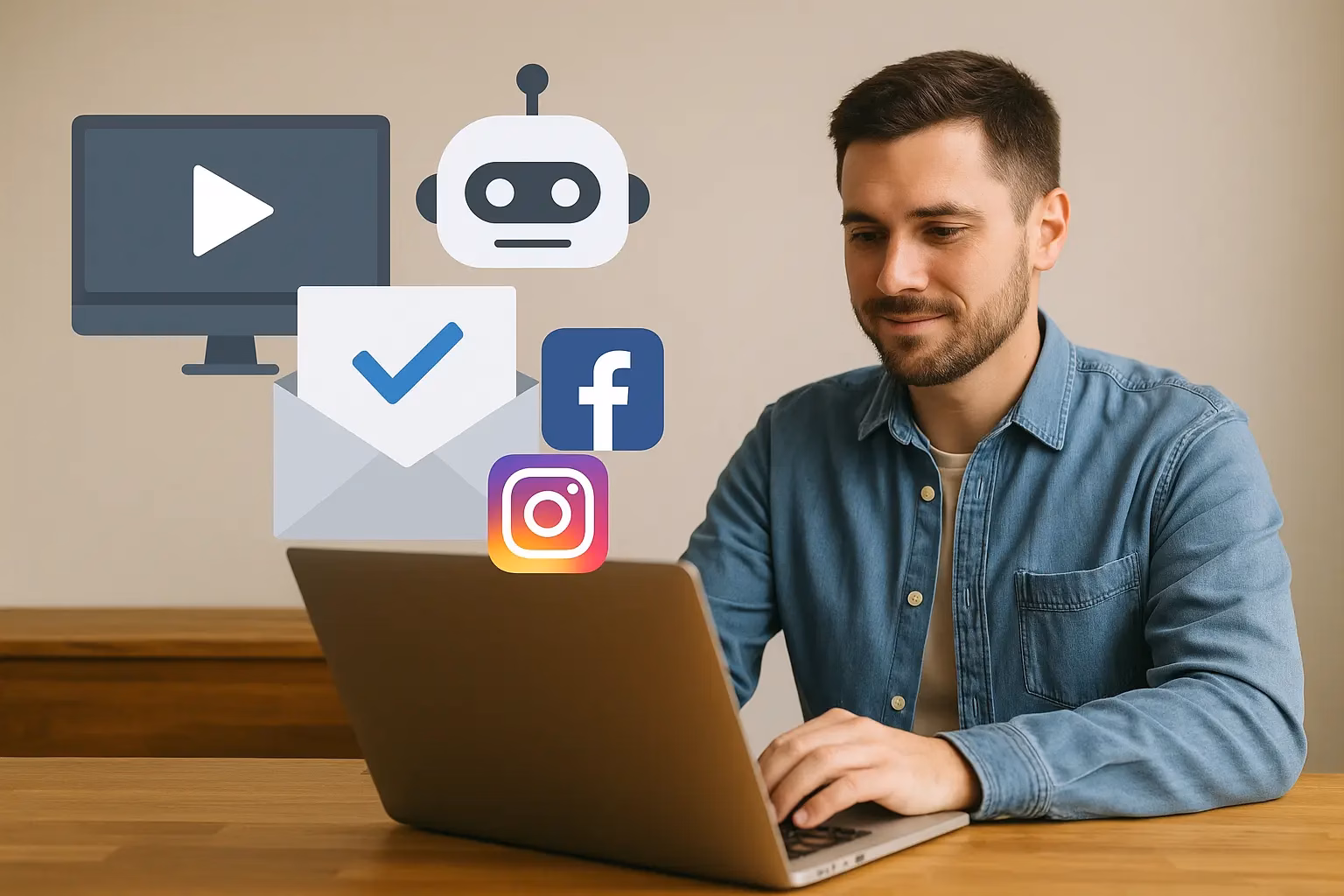 Digital Marketing with AI bots, personalized campaigns, social media content